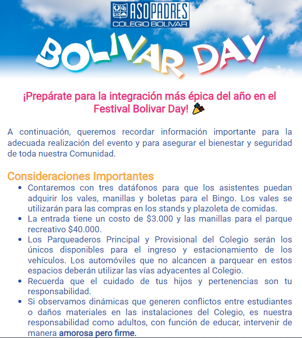 Recomendaciones Bolivar Day